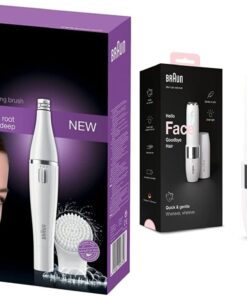 Braun FaceSpa Face Epilator, Hair Removal with Facial Cleansing Brush Head, SE810, White & Face Mini Hair Remover, Facial Hair Remover for Women
