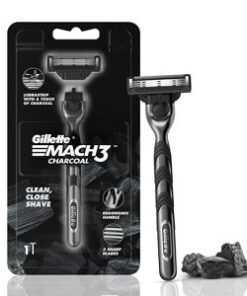 Gillette Mach3 Charcoal Shaving Razor for Men with New Enhanced Lubrastrip with a Touch of Charcoal for a Clean Close Shave