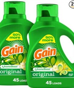 Gain Laundry Detergent Liquid Soap Plus Aroma Boost, Original Scent, He Compatible, 90 Loads Total, 65 Fl Oz (Pack Of 2)