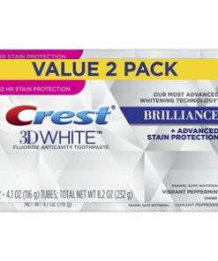 Crest 3D White Brilliance Vibrant Teeth Whitening Toothpaste 4.1 Oz, Peppermint, 2 Count