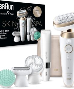 Braun Silk-épil 9 Flex SkinSpa, Epilator with 360° Flexible Head for Easy Hair Removal, Wet & Dry, Lasting Smooth Skin, All-in-One Kit, with Body Mini Shaver, 9-481 3D, White/Gold