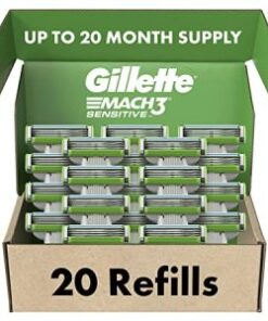 Gillette Mach3 Sensitive Mens Razor Blade Refills, 20 Count, Designed for Sensitive Skin