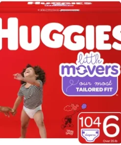Huggies Little Movers Baby Diapers, Size 6, 104 Ct, One Month Supply