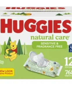 Huggies Natural Care Sensitive Baby Wipes, Unscented, 12 Flip-Top Packs (768 Wipes Total)