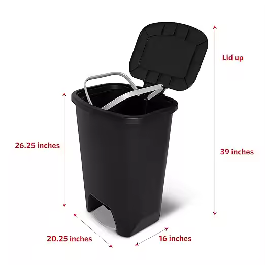 Glad 20 Gallon Trash Can - Plastic Kitchen Waste Bin with Odor Protection of Lid - Hands Free with Step On Foot Pedal - Image 3