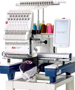 BAi Automatic Embroidery Machine for Hat, Computerized Commercial Embroidery for Clothing Shirts, 15 Needles Single Head Mirror 1501 with Big Embroidery Area